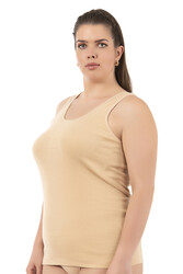 Özkan 0111-bb Kadın %100 Pamuklu Ribana Esnek Rahat Biyeli Kalın Askılı Büyük Beden Örme Atlet - Thumbnail