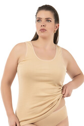 Özkan 0111-bb Kadın %100 Pamuklu Ribana Esnek Rahat Biyeli Kalın Askılı Büyük Beden Örme Atlet - Thumbnail