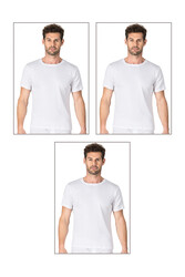 Özkan 0116 3'lü Paket Erkek Ribana Esnek Rahat Kapalı Yaka Yarım Kol Atlet Fanila - Thumbnail