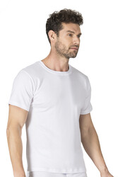 Özkan 0116 3'lü Paket Erkek Ribana Esnek Rahat Kapalı Yaka Yarım Kol Atlet Fanila - Thumbnail