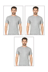 Özkan 0116 3'lü Paket Erkek Ribana Esnek Rahat Kapalı Yaka Yarım Kol Atlet Fanila - Thumbnail