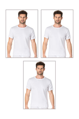 Özkan Underwear - Özkan 0116 3'lü Paket Erkek Ribana Esnek Rahat Kapalı Yaka Yarım Kol Atlet Fanila