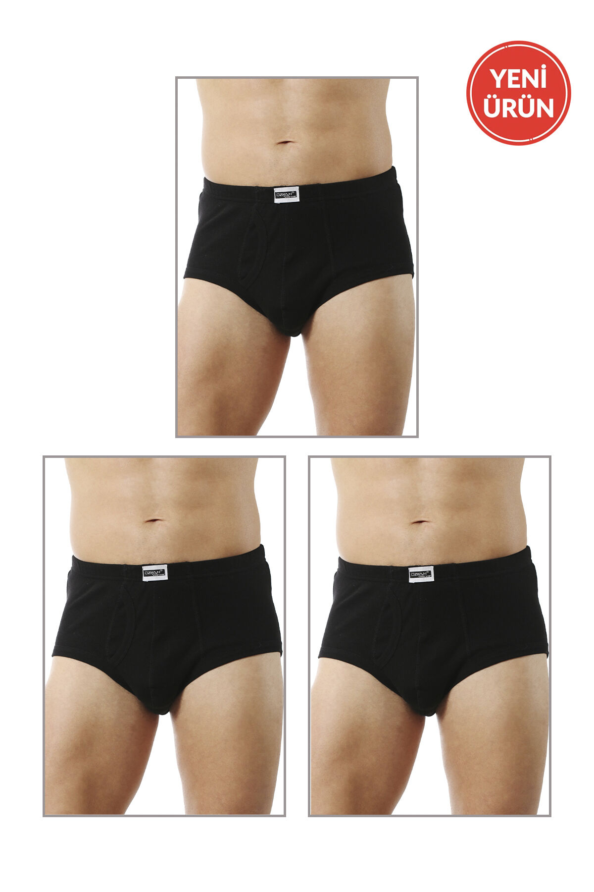 Özkan 0117 3'lü Paket Erkek Pamuklu Ribana Torbalı Esnek Yumuşak Rahat Slip Külot