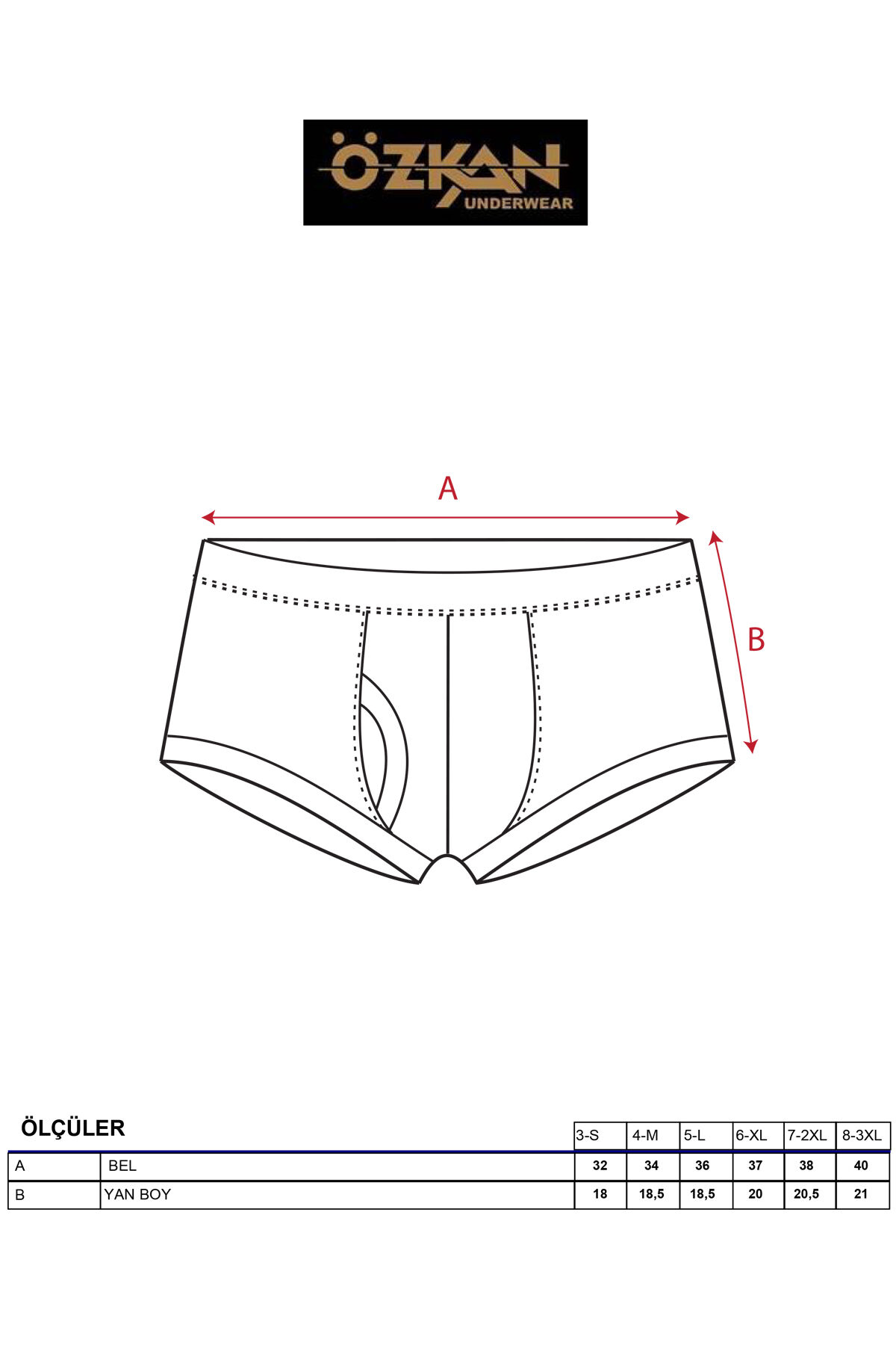 Özkan 0117 3'lü Paket Erkek Pamuklu Ribana Torbalı Esnek Yumuşak Rahat Slip Külot