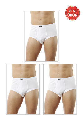 Özkan Underwear - Özkan 0117 3'lü Paket Erkek Pamuklu Ribana Torbalı Esnek Yumuşak Rahat Slip Külot