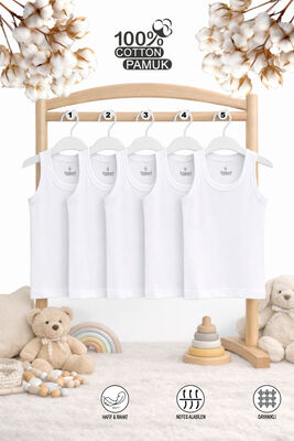 Özkan Underwear - Özkan 0702 5'li Paket Erkek Çocuk Bebek %100 Pamuklu Süprem Kumaş Esnek Rahat Atlet