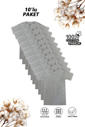 Özkan 0706 10'lu Paket Erkek Çocuk %100 Pamuklu Ribana Fanila Esnek Rahat Yarım Kol Kapalı Yaka T-shirt - Thumbnail