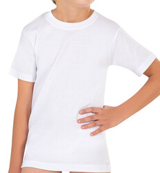 Özkan 0706 10'lu Paket Erkek Çocuk %100 Pamuklu Ribana Fanila Esnek Rahat Yarım Kol Kapalı Yaka T-shirt - Thumbnail