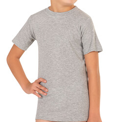Özkan 0706 10'lu Paket Erkek Çocuk %100 Pamuklu Ribana Fanila Esnek Rahat Yarım Kol Kapalı Yaka T-shirt - Thumbnail