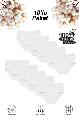 Özkan Underwear - Özkan 0710 10'lu Paket Erkek Çocuk %100 Pamuklu Süprem Esnek Rahat Külot