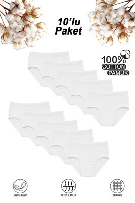 Özkan Underwear - Özkan 0710 10'lu Paket Erkek Çocuk %100 Pamuklu Süprem Esnek Rahat Külot