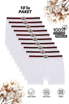 Özkan Underwear - Özkan 0711 10'lu Paket Erkek Çocuk %100 Pamuklu Esnek Yumuşak Boxer Şort