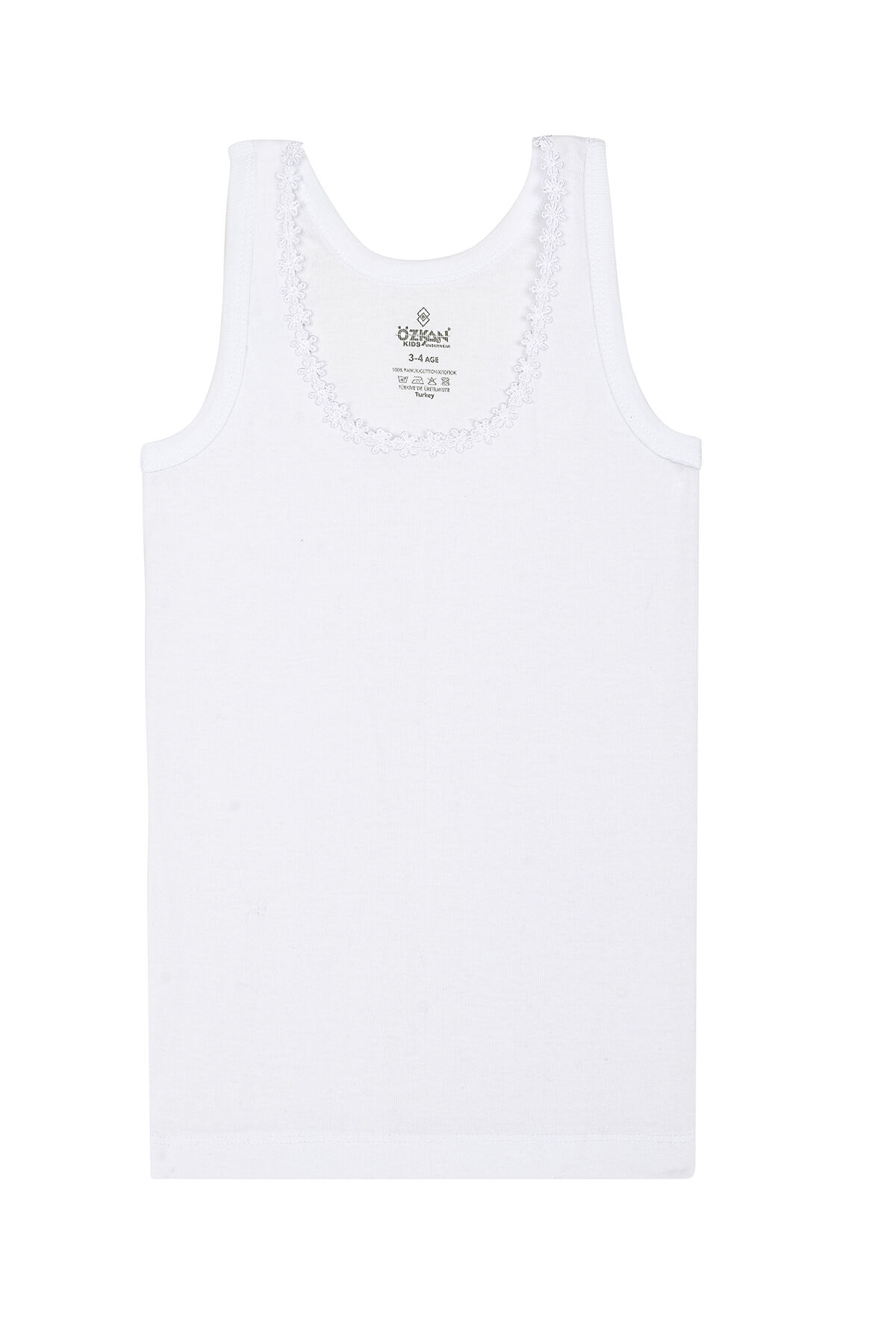 Özkan 0800 10'lu Paket Kız Çocuk Ribana %100 Pamuklu Esnek Rahat Kalın Askılı Yakası Brode Papatya Detaylı Atlet