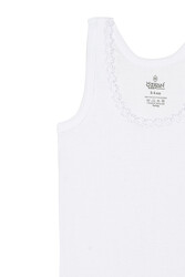 Özkan 0800 5'li Paket Kız Çocuk Ribana %100 Pamuklu Esnek Rahat Kalın Askılı Yakası Brode Papatya Detaylı Atlet - Thumbnail