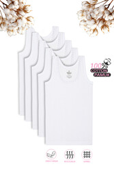 Özkan 0800 5'li Paket Kız Çocuk Ribana %100 Pamuklu Esnek Rahat Kalın Askılı Yakası Brode Papatya Detaylı Atlet - Thumbnail