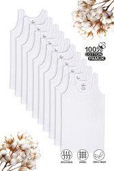 Özkan 0801 10'lu Paket Erkek Çocuk %100 Pamuklu Ribana Kumaş Esnek Rahat Atlet - Thumbnail