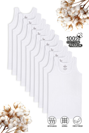 Özkan 0801 10'lu Paket Erkek Çocuk %100 Pamuklu Ribana Kumaş Esnek Rahat Atlet