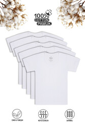 Özkan 0803 5'li Paket Erkek Çocuk %100 Pamuklu Ribana Esnek Rahat Kısa Kollu Geniş Yaka Atlet Fanila - Thumbnail