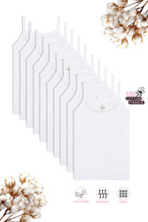 Özkan 0805 10'lu Paket Kız Çocuk %100 Pamuklu Ribana Esnek Rahat Yakası Brode Papatya Detaylı İp Askılı Atlet - Thumbnail