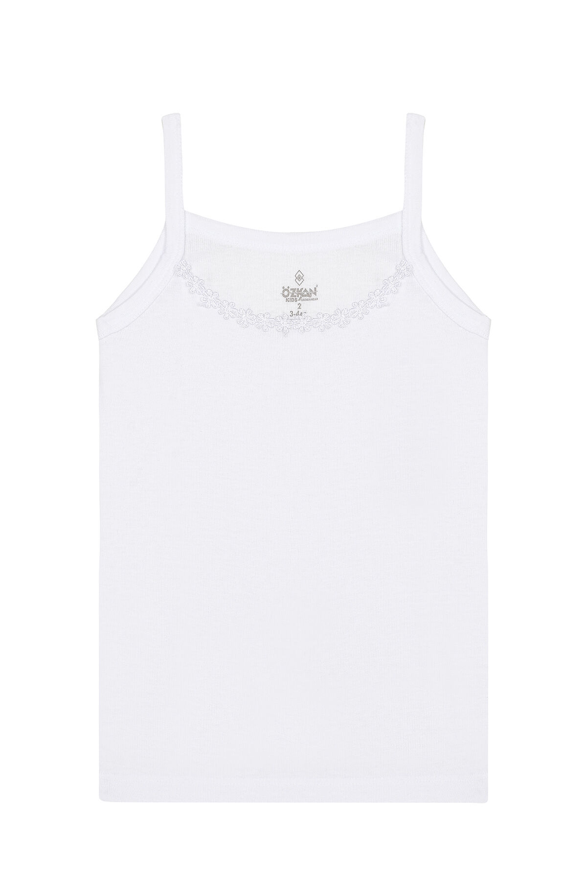 Özkan 0805 10'lu Paket Kız Çocuk %100 Pamuklu Ribana Esnek Rahat Yakası Brode Papatya Detaylı İp Askılı Atlet