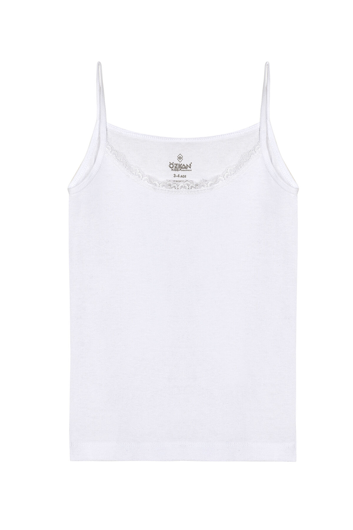 Özkan 0806 5'li Paket Kız Çocuk %100 Pamuklu Ribana Esnek Rahat Yakası Dantelli İp Askılı Atlet