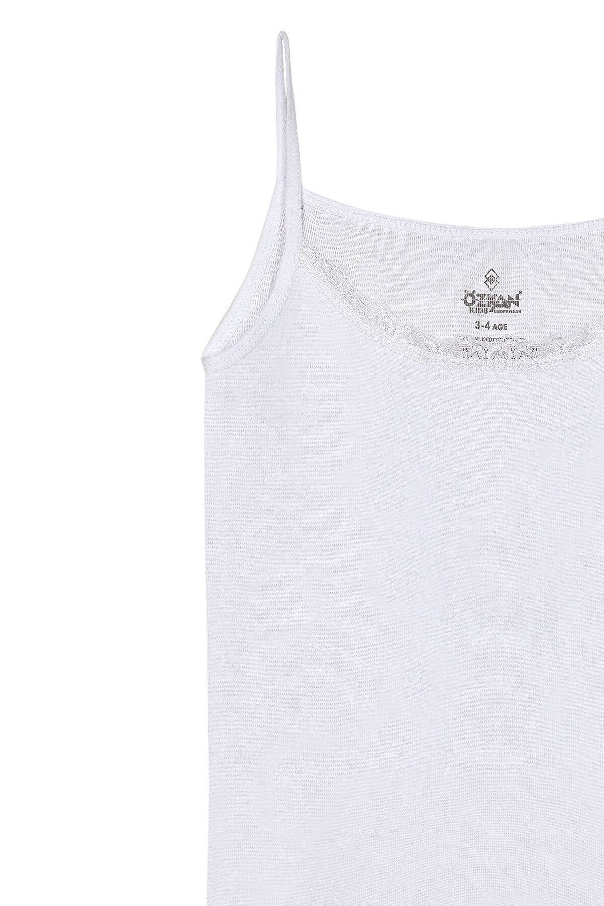 Özkan 0806 5'li Paket Kız Çocuk %100 Pamuklu Ribana Esnek Rahat Yakası Dantelli İp Askılı Atlet