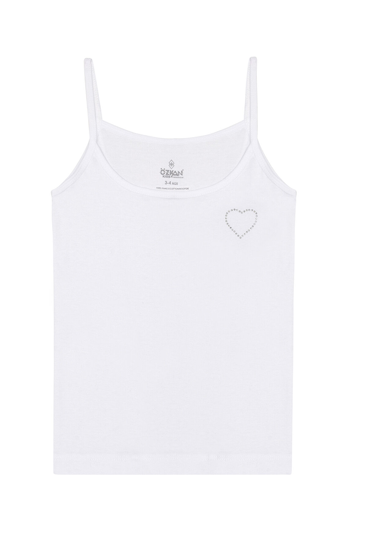 Özkan 0817 10'lu Paket Kız Çocuk %100 Pamuklu Ribana Esnek Rahat Önü Taşlı Ip Askılı Atlet