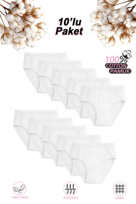 Özkan Underwear - Özkan 0825 10'lu Paket Kız Çocuk %100 Pamuklu Ribana Esnek Rahat Papatya Detaylı Külot