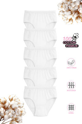 Özkan Underwear - Özkan 0825 5'li Paket Kız Çocuk %100 Pamuklu Ribana Esnek Rahat Papatya Detaylı Külot