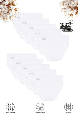 Özkan Underwear - Özkan 0840 10'lu Paket Kız Çocuk %100 Pamuklu Ribana Esnek Rahat Taş Detaylı Slip Külot