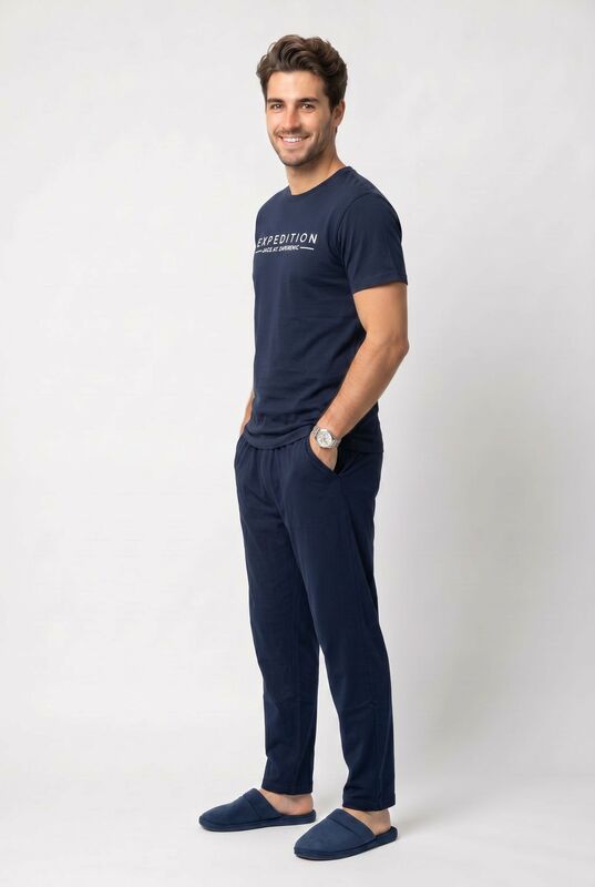 Özkan 1000-12-13-14 Erkek %100 Pamuklu Bisiklet Yaka Kısa Kollu Cepli Pijama Takımı - 6