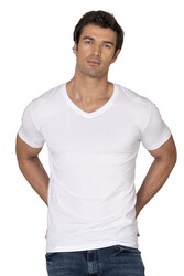 Özkan 10273 Erkek %95 Pamuklu Likralı Esnek Rahat V Yaka Kısa Kollu T-Shirt Atlet Fanila - Thumbnail