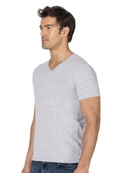 Özkan 10273 Erkek %95 Pamuklu Likralı Esnek Rahat V Yaka Kısa Kollu T-Shirt Atlet Fanila - Thumbnail