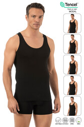 Özkan 10852 5'li Paket Erkek Premium Kumaş Pamuklu Modal Esnek Rahat Kalın Askılı Atlet - Thumbnail