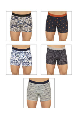 Özkan Underwear - Özkan 11111 5'li Paket Erkek Pamuklu Karışık Desenli Likralı Penye Boxer