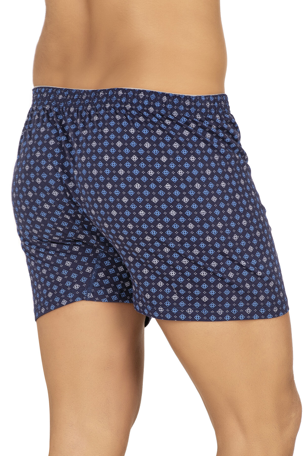 Özkan 11112 5'li Paket Erkek Pamuklu Havlu Bel Esnek Yumuşak Düğmeli Desenli Penye Boxer Şort Külot