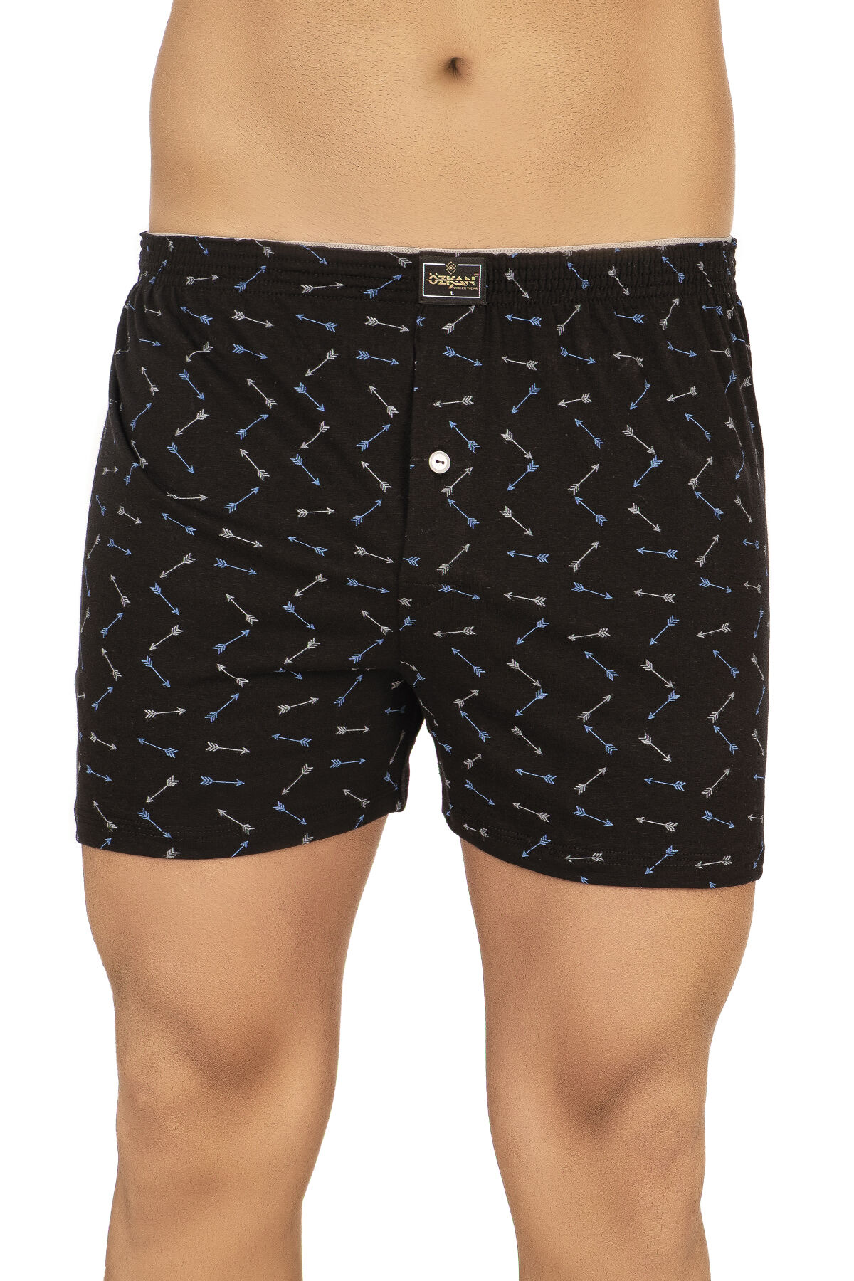 Özkan 11112 5'li Paket Erkek Pamuklu Havlu Bel Esnek Yumuşak Düğmeli Desenli Penye Boxer Şort Külot