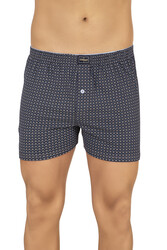 Özkan 11112 5'li Paket Erkek %100 Pamuklu Havlu Bel Esnek Yumuşak Düğmeli Desenli Penye Boxer Şort Külot - Thumbnail