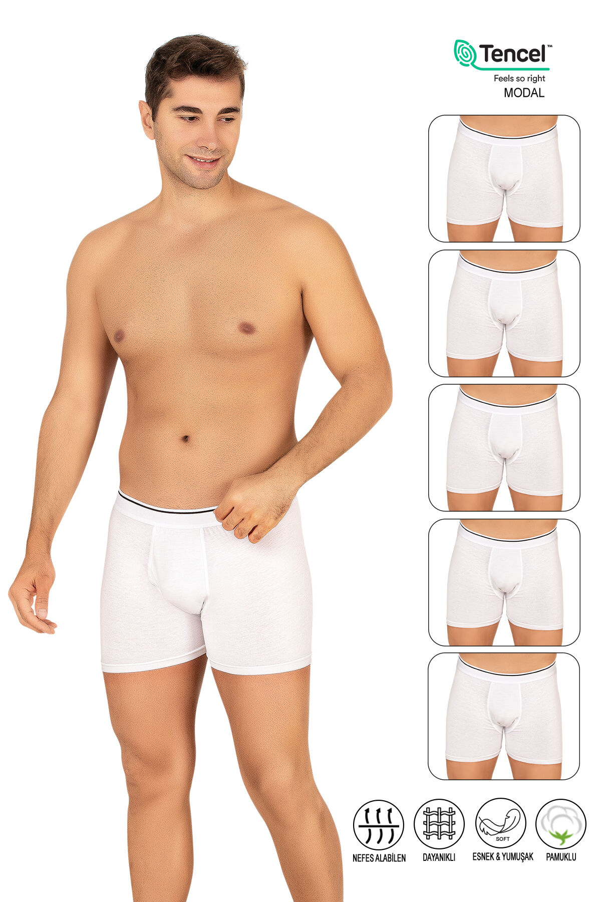 Özkan 11256 5'li Paket Erkek Premium Kumaş Modal Pamuklu Esnek Yumuşak Boxer Şort