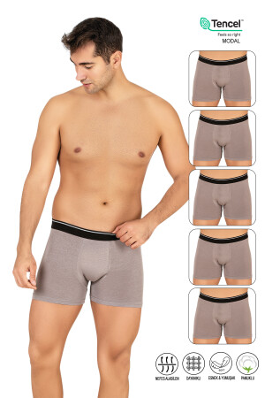 Özkan 11256 5'li Paket Erkek Premium Kumaş Modal Pamuklu Esnek Yumuşak Boxer Şort GRİ