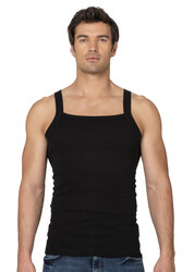 Özkan 11292 Erkek %100 Pamuklu Ribana Kumaş İnce Askılı Geniş Yaka Atlet Esnek Yumuşak - Thumbnail