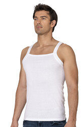 Özkan 11292 Erkek %100 Pamuklu Ribana Kumaş İnce Askılı Geniş Yaka Atlet Esnek Yumuşak - Thumbnail