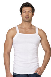 Özkan 11292 Erkek %100 Pamuklu Ribana Kumaş İnce Askılı Geniş Yaka Atlet Esnek Yumuşak - Thumbnail