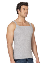 Özkan 11292 Erkek %100 Pamuklu Ribana Kumaş İnce Askılı Geniş Yaka Atlet Esnek Yumuşak - Thumbnail