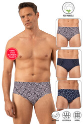Özkan 11300 3'lü Paket Erkek %95 Pamuklu Likralı Süprem Kumaş Desenli Esnek Rahat Slip Külot - Thumbnail
