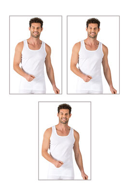 Özkan Underwear - Özkan 11406 3'lü Paket Erkek %100 Pamuklu Ribana Esnek Rahat Kalın Askılı Örme Atlet