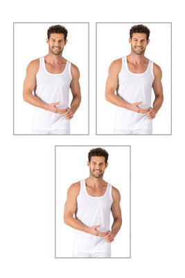 Özkan Underwear - Özkan 11407 3'lü Paket Erkek %100 Pamuklu Süprem Esnek Rahat Kalın Askılı Örme Atlet