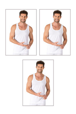 Özkan Underwear - Özkan 11407 3'lü Paket Erkek %100 Pamuklu Süprem Esnek Rahat Kalın Askılı Örme Atlet