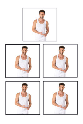 Özkan Underwear - Özkan 11407 5'li Paket Erkek %100 Pamuklu Süprem Esnek Rahat Kalın Askılı Örme Atlet