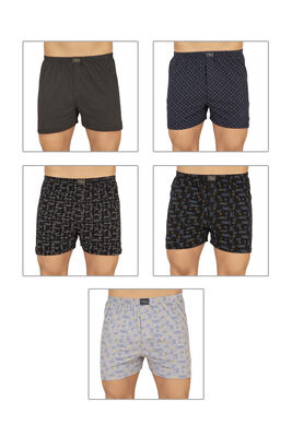 Özkan Underwear - Özkan 11810 5'li Paketli Erkek Pamuklu Esnek Yumuşak Desenli Penye Boxer Şort Külot